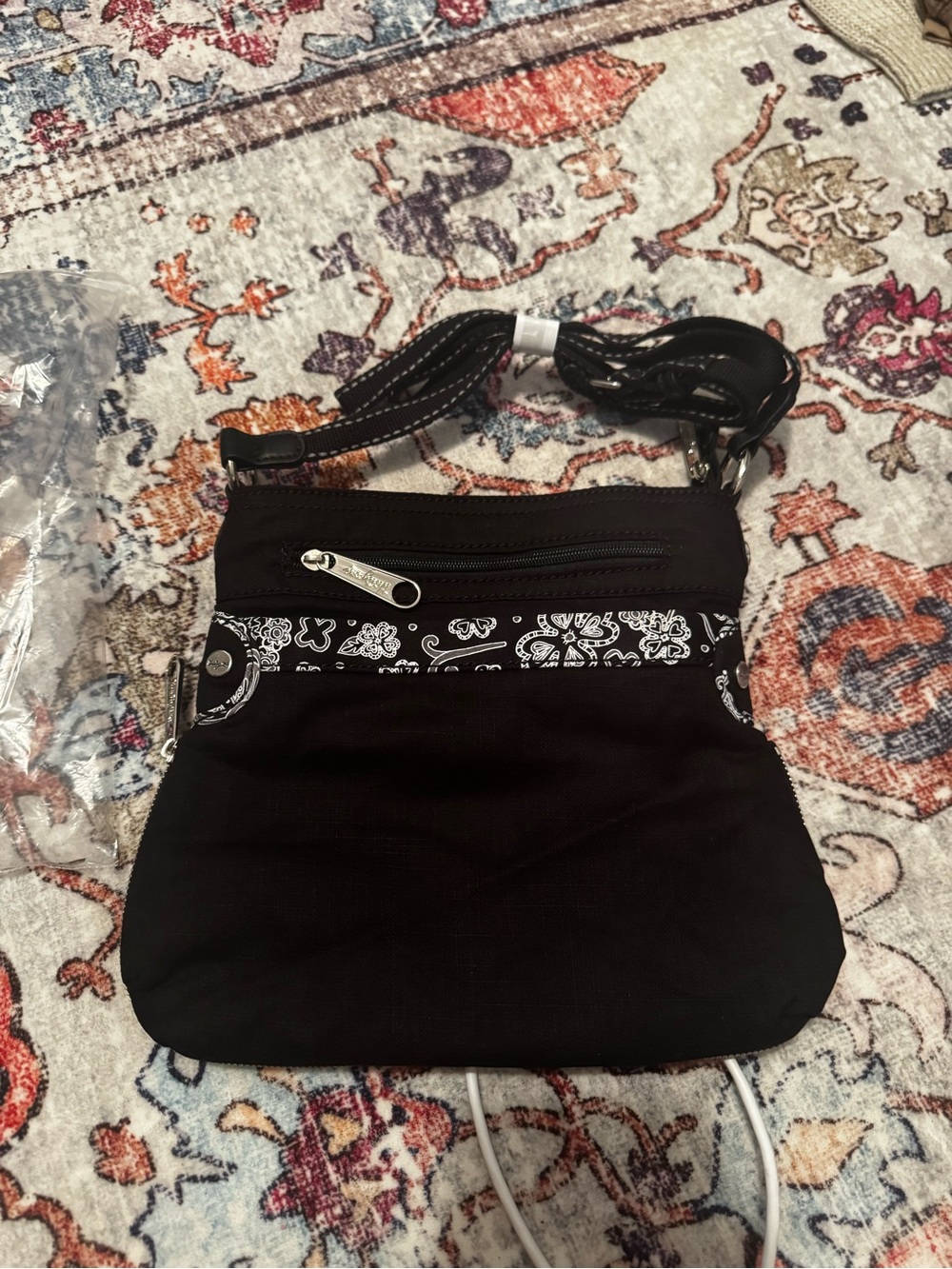 thirty-one Black Shoulder Crossbody with Bandana Accent